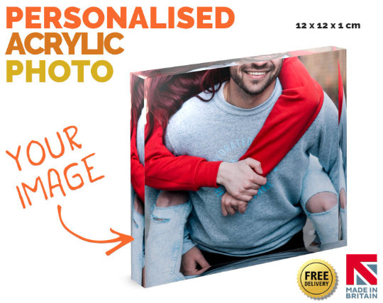 Perfect Personalised Gift, Photo Square Acrylic Block Your Image Custom Print, High Definition Printed Gift Present - Memory Picture